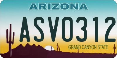 AZ license plate ASV0312