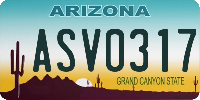 AZ license plate ASV0317