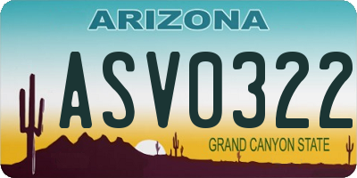 AZ license plate ASV0322