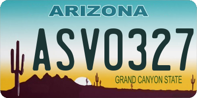 AZ license plate ASV0327