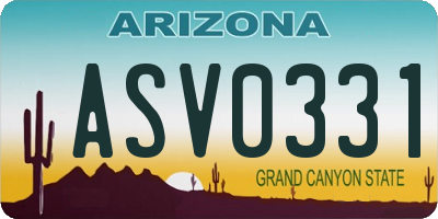 AZ license plate ASV0331