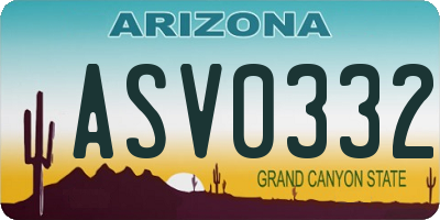AZ license plate ASV0332