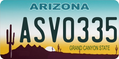 AZ license plate ASV0335