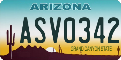 AZ license plate ASV0342