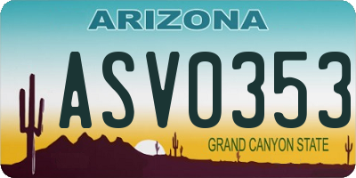 AZ license plate ASV0353
