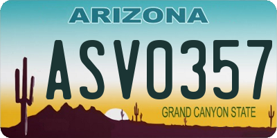 AZ license plate ASV0357