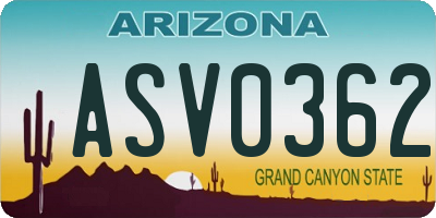 AZ license plate ASV0362