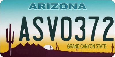 AZ license plate ASV0372