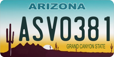 AZ license plate ASV0381