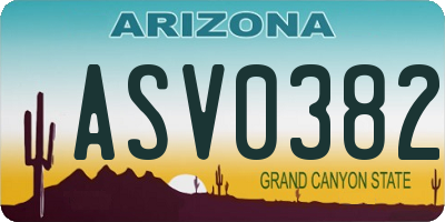 AZ license plate ASV0382
