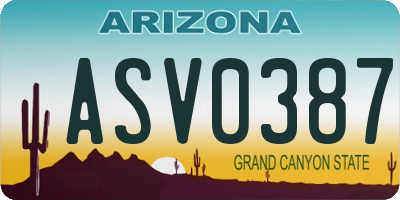AZ license plate ASV0387