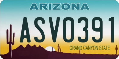 AZ license plate ASV0391