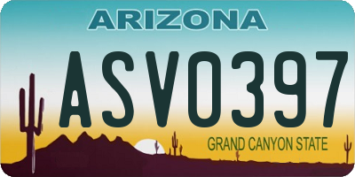 AZ license plate ASV0397