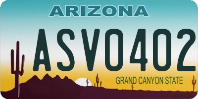AZ license plate ASV0402