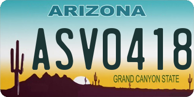 AZ license plate ASV0418