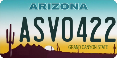 AZ license plate ASV0422