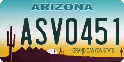AZ license plate ASV0451