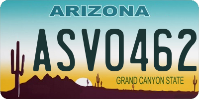 AZ license plate ASV0462