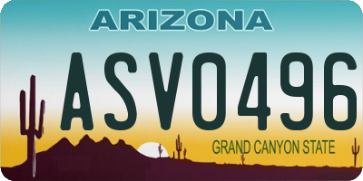 AZ license plate ASV0496