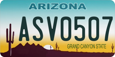 AZ license plate ASV0507