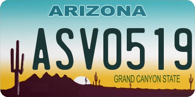 AZ license plate ASV0519