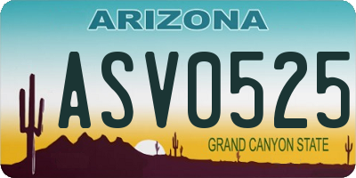 AZ license plate ASV0525