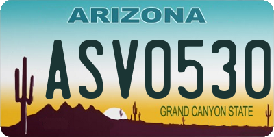 AZ license plate ASV0530