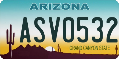 AZ license plate ASV0532