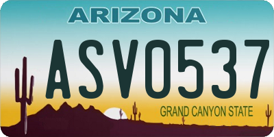 AZ license plate ASV0537