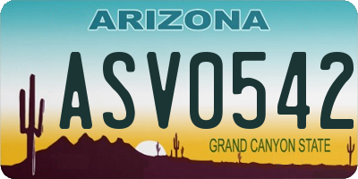 AZ license plate ASV0542