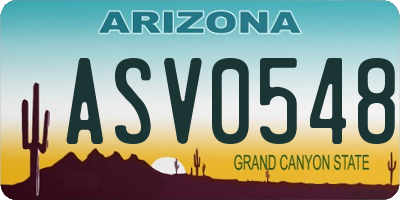AZ license plate ASV0548