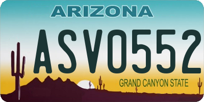 AZ license plate ASV0552