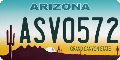 AZ license plate ASV0572