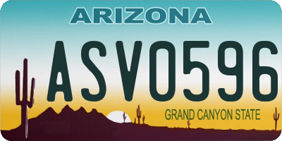 AZ license plate ASV0596