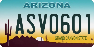 AZ license plate ASV0601
