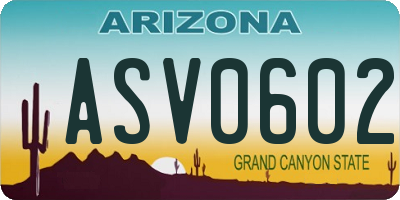 AZ license plate ASV0602