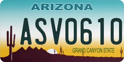 AZ license plate ASV0610