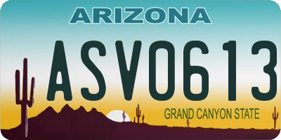 AZ license plate ASV0613