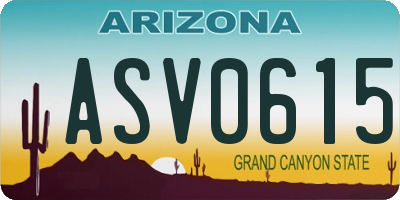 AZ license plate ASV0615