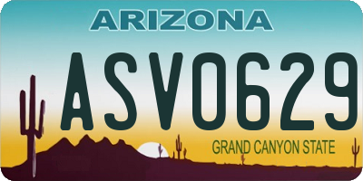 AZ license plate ASV0629