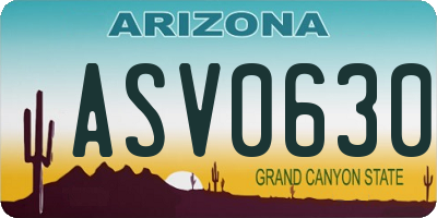 AZ license plate ASV0630