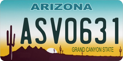 AZ license plate ASV0631