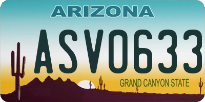 AZ license plate ASV0633