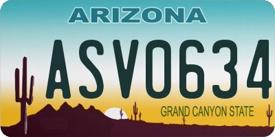 AZ license plate ASV0634