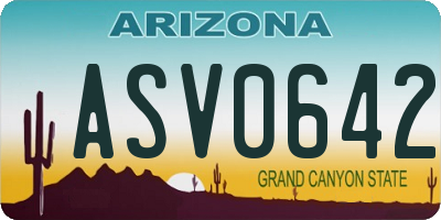 AZ license plate ASV0642