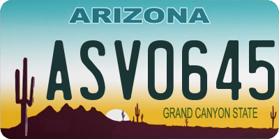 AZ license plate ASV0645