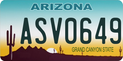 AZ license plate ASV0649