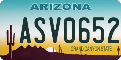 AZ license plate ASV0652