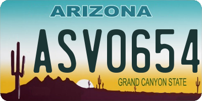 AZ license plate ASV0654