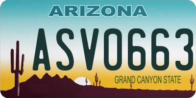 AZ license plate ASV0663